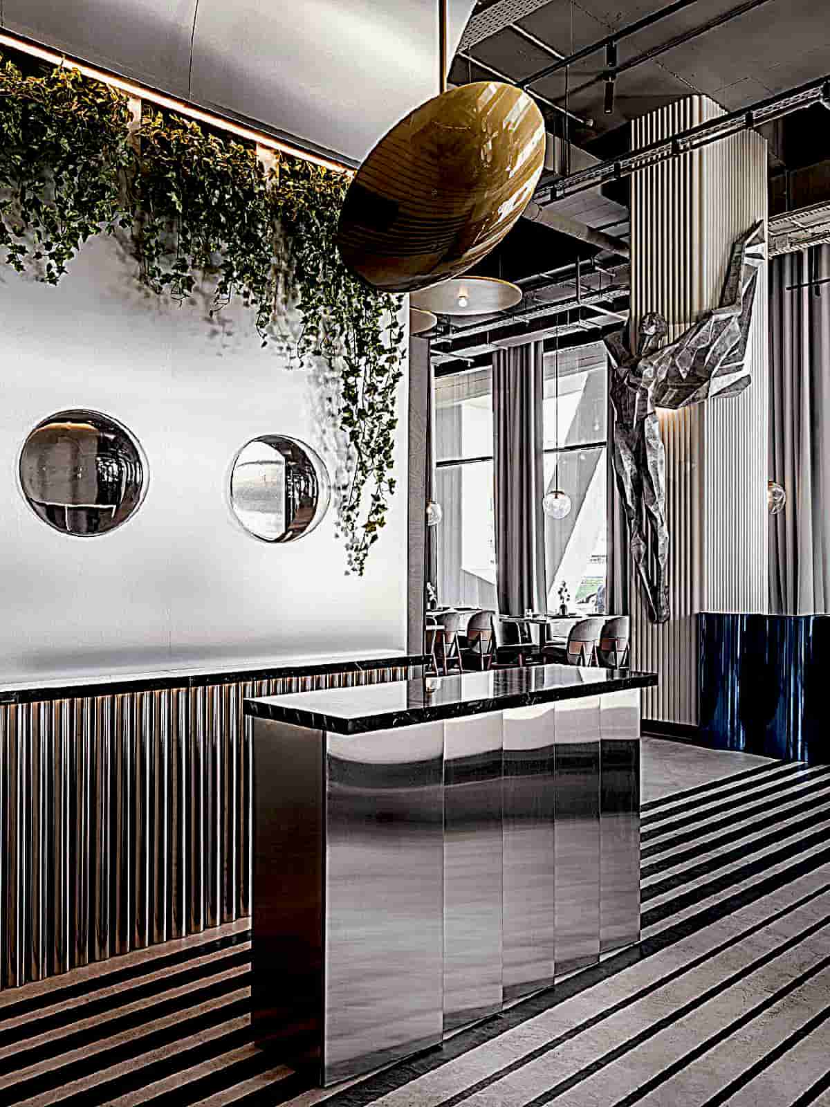Café Polet that channels the site’s illustrious aviation history with a retro-futuristic interior