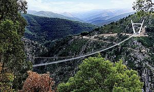 Stretches across the Paiva River Gorge in Portugal of Charles Kuonen Suspension Bridge