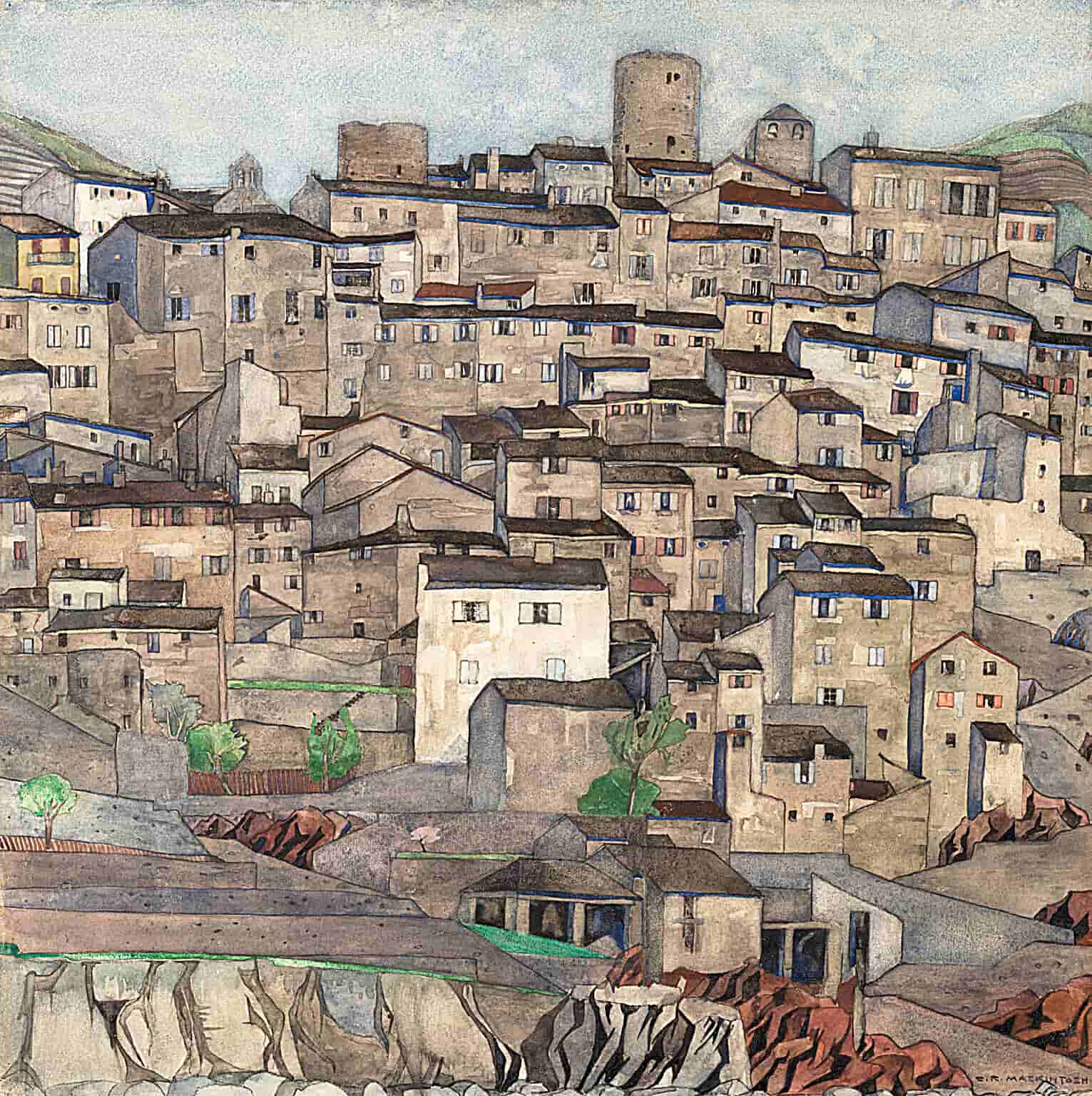Charles Rennie Mackintosh, Palada, Pyrénées-Orientales, c. 1924-1927, Pencil and Watercolour