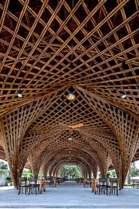 At a New Restaurant in South Vietnam Dine Under a Dramatic Thatched Bamboo Canopy