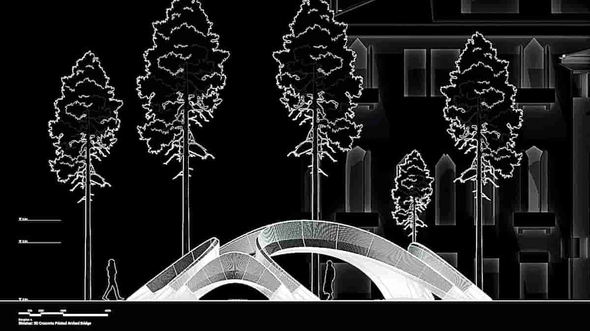 Striatus Bridge: Assembled Without Mortar Striatus is an Arched, Unreinforced Masonry Footbridge Composed of 3D-Printed Concrete