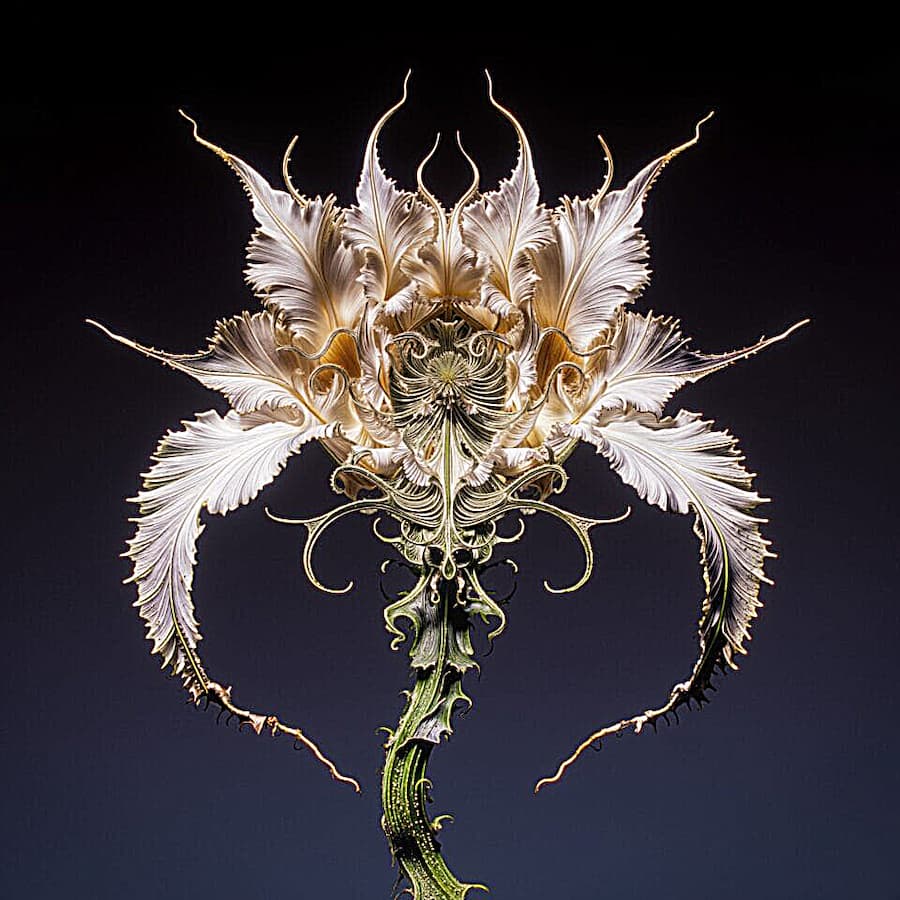 Latest Project Pushes The Boundaries of Floral Design to a Bizarrely Beautiful Place Drippy, Feathery, and Spiny Growths Spring From Otherworldly 