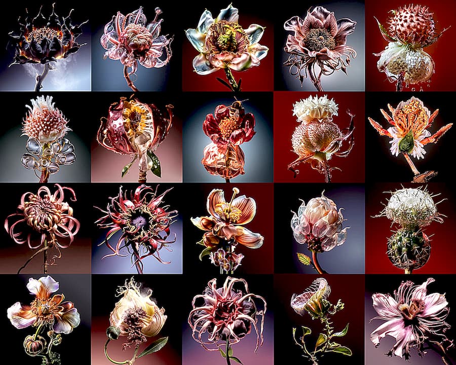 Latest Project Pushes The Boundaries of Floral Design to a Bizarrely Beautiful Place Drippy, Feathery, and Spiny Growths Spring From Otherworldly 