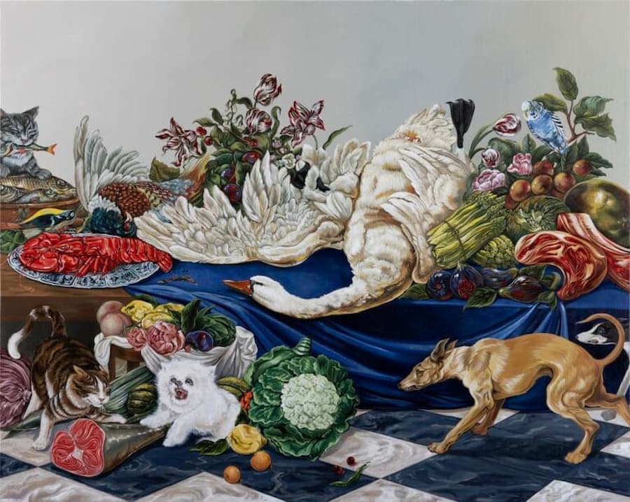 Sabrina Bockler的怪誕畫作中，富裕階層的風俗場景爆發成混亂