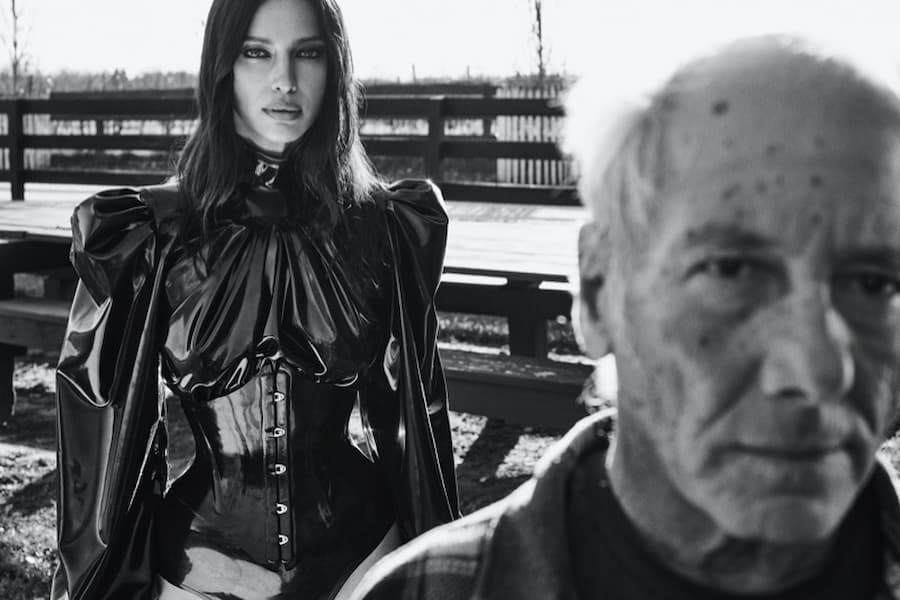 Irina Shayk wearing leather for V Magazine