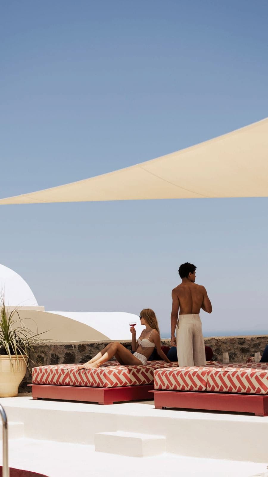 Santorini boutique hotel interior showing material as narrative design