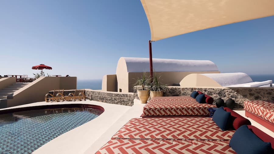 Santorini boutique hotel interior showing material as narrative design