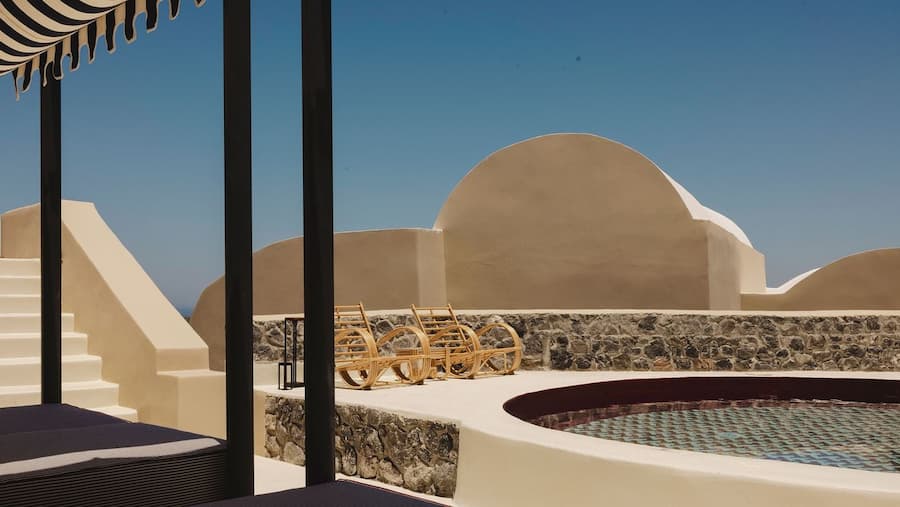 Santorini boutique hotel interior showing material as narrative design