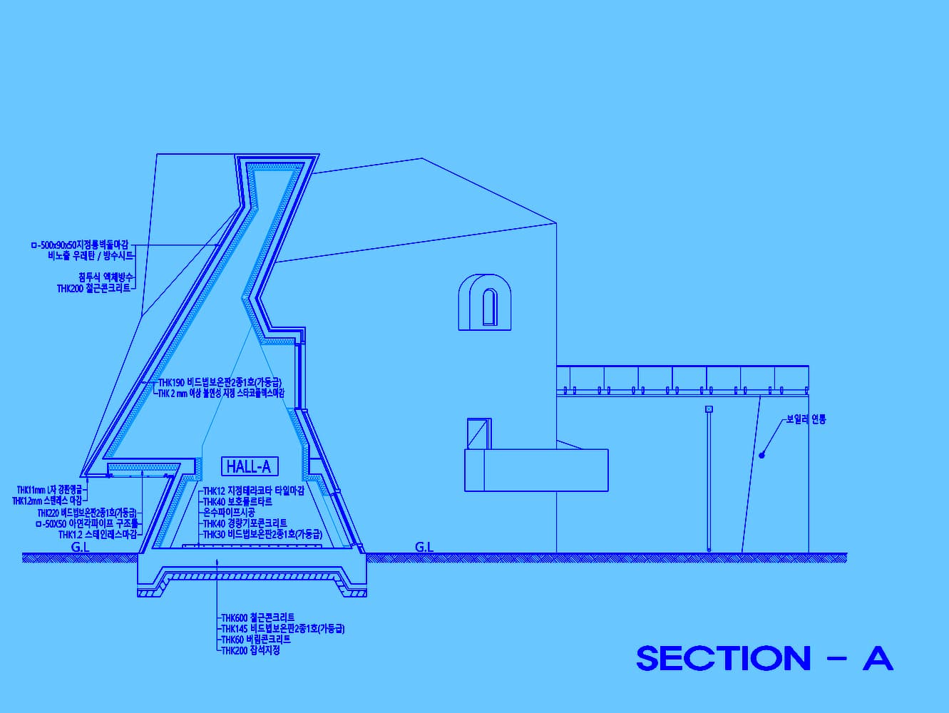 剖面顯示光與空間的進入方式