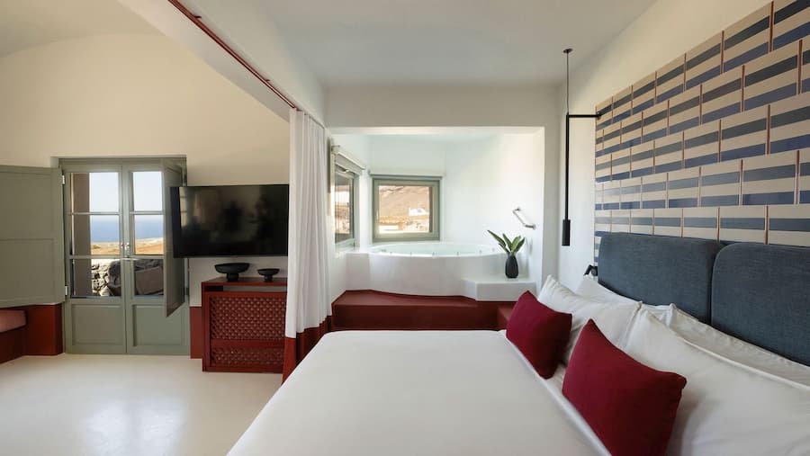 Santorini boutique hotel interior showing material as narrative design