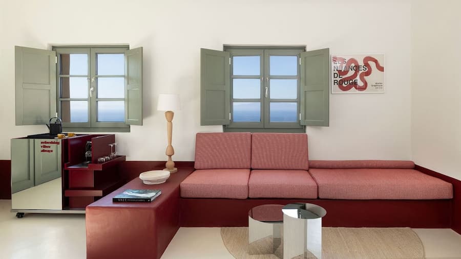 Santorini boutique hotel interior showing material as narrative design