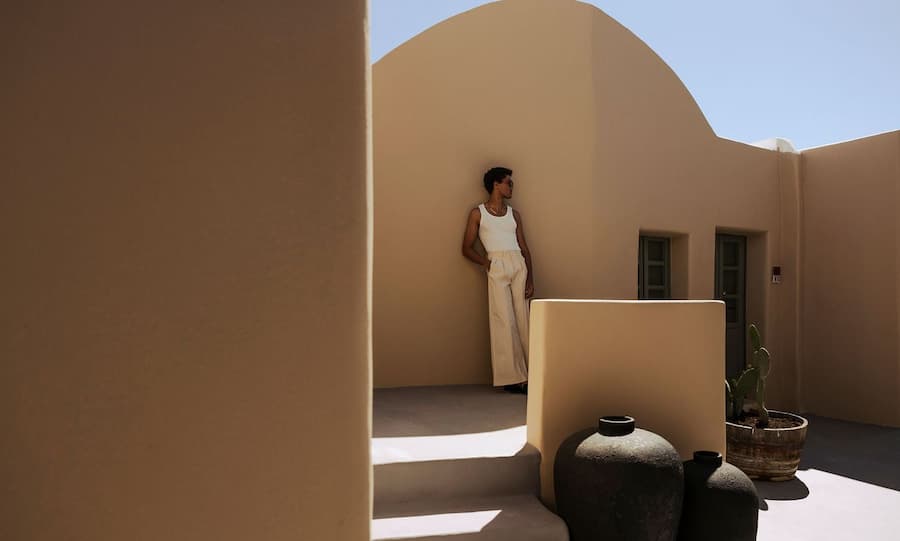 Santorini boutique hotel interior showing material as narrative design