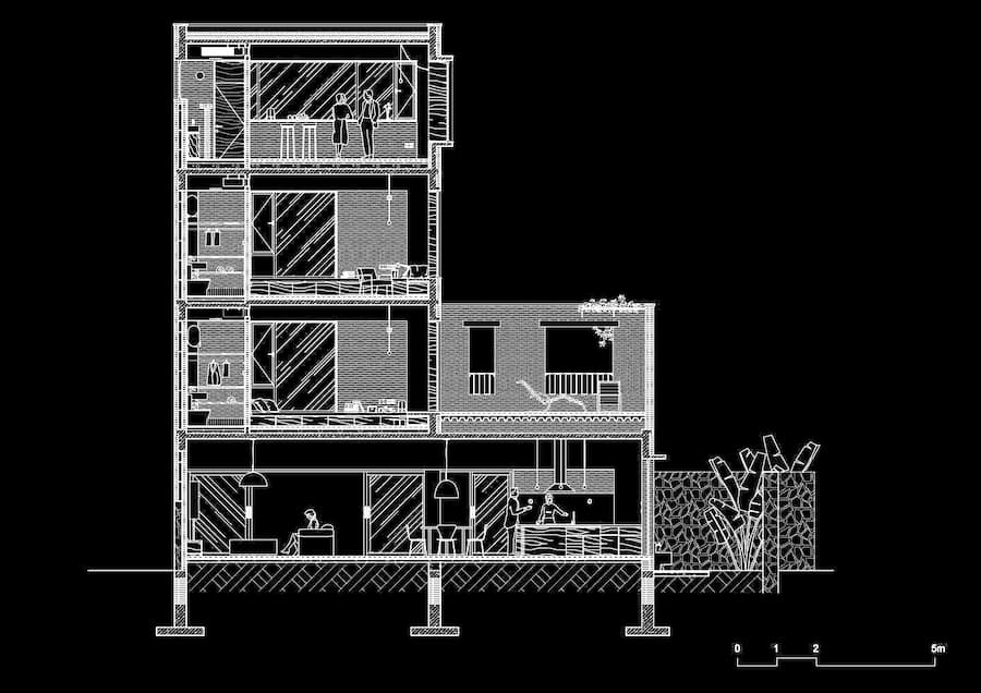 section drawing showing interior height variation