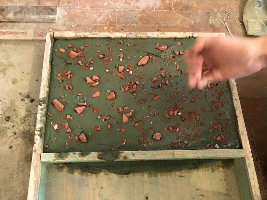 紅磚碎料混入混凝土製程過程