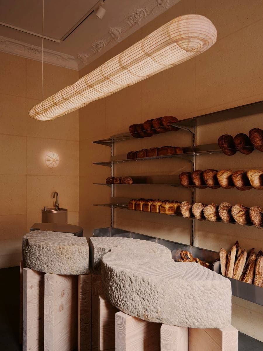 Stone counter and interior space in KEIT bakery Berlin