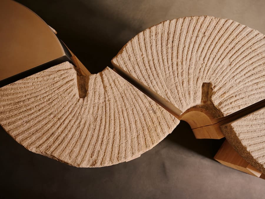 Carved stone counter form in KEIT bakery Berlin