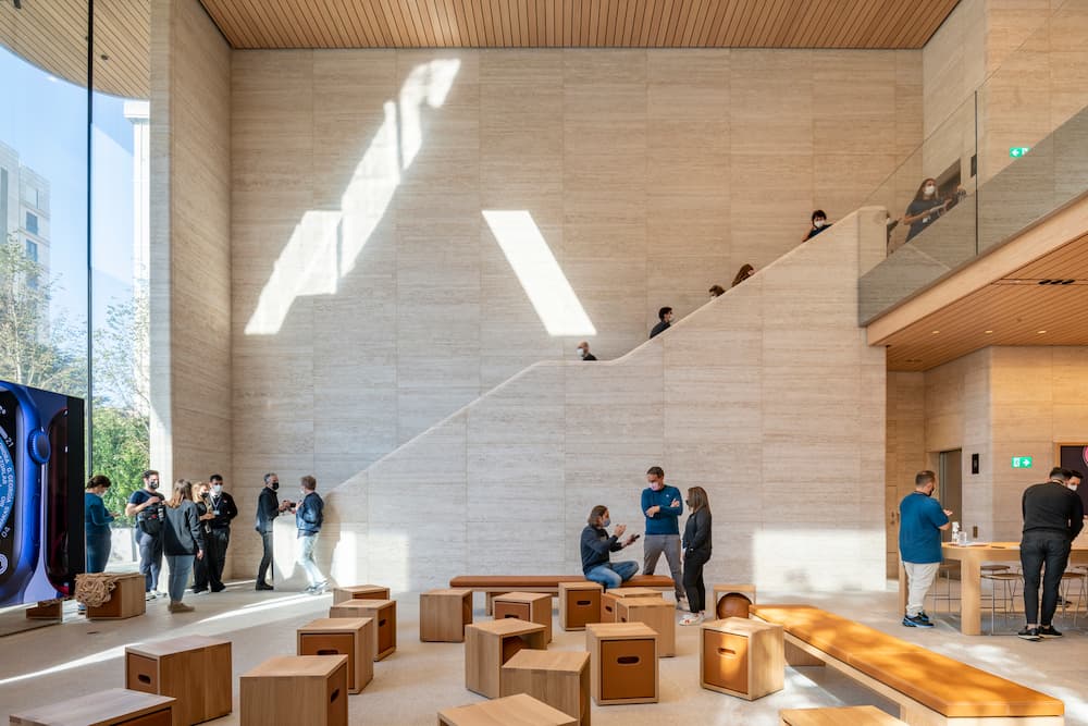 Minimal interior space inside an Apple Store with natural light