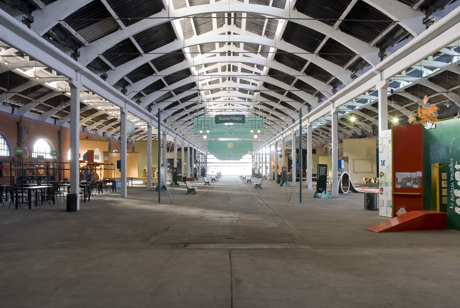long industrial hall transformed into open community and cultural learning space