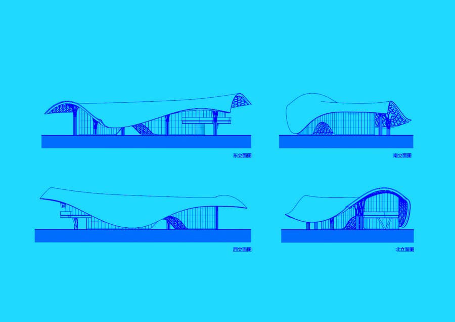 shaded space under timber roof with structural rhythm and filtered light