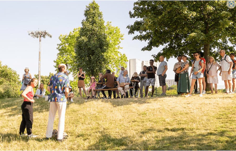 Community walk at Plaine Vaugirard highlighting participatory urban regeneration