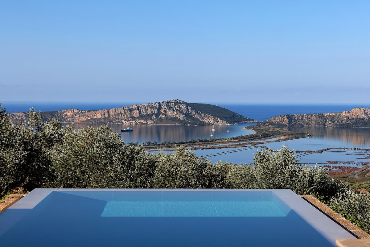 People Architects hillside villa overlooking Navarino Bay in Messinia, Greece