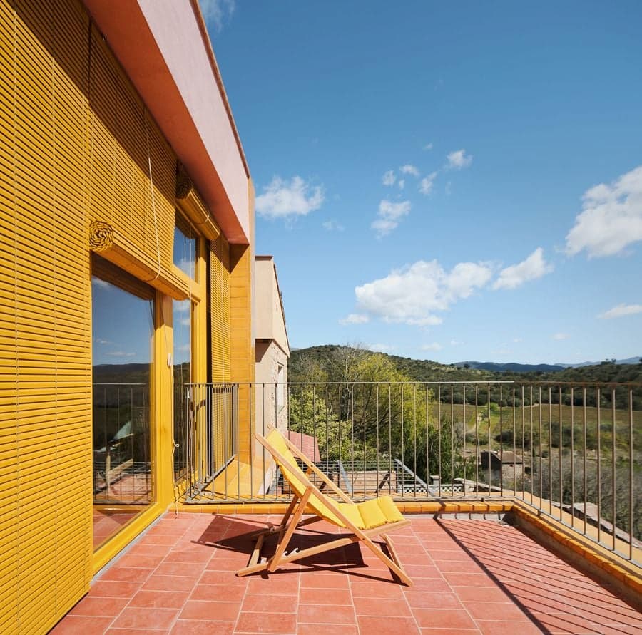 Upper terrace overlooking the Catalonia countryside from Ca la Carolina.
