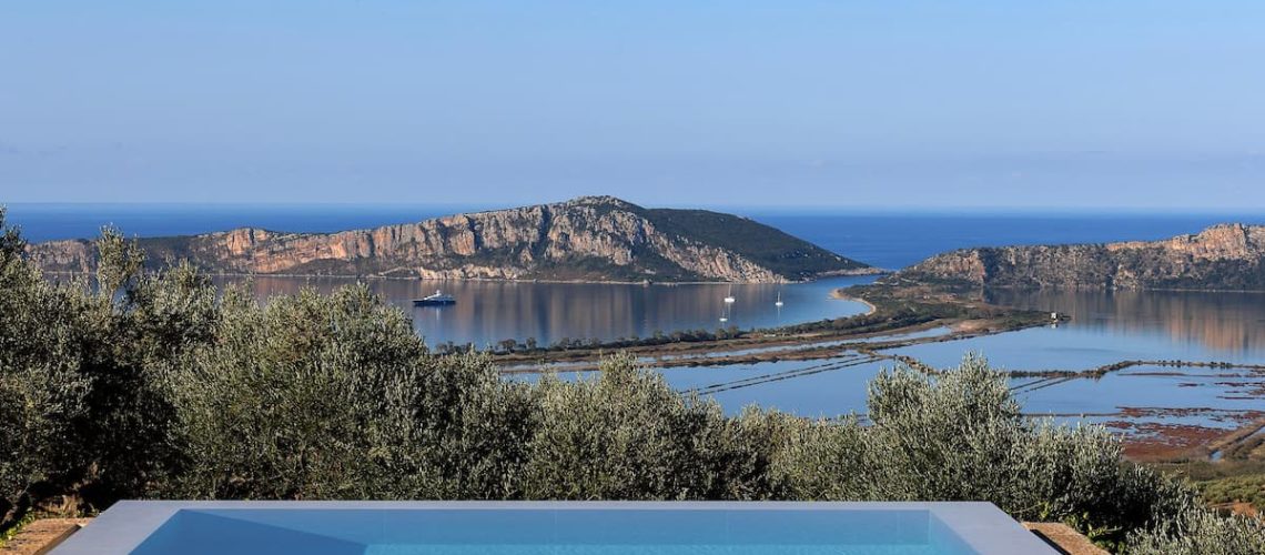 People Architects hillside villa overlooking Navarino Bay in Messinia, Greece